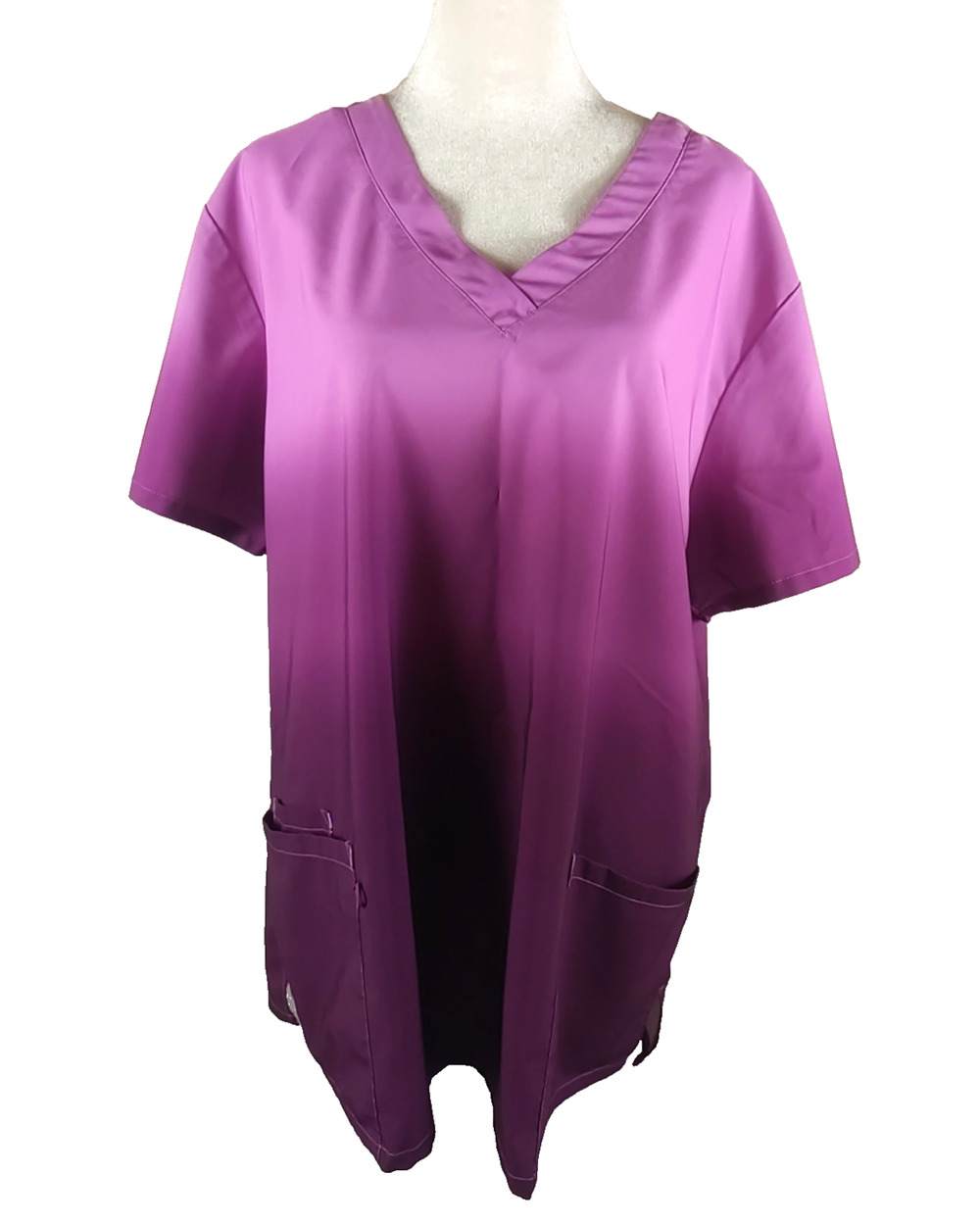 G T Women's Scrub Top Size 2 X Large Purple Pink Polyester Blend Medical